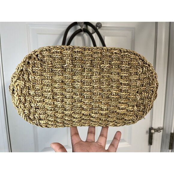 J.Crew Straw & Leather Basket Tote Bag - Picture 3 of 6